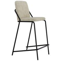 Banqueta Alta Loft C01 Assento Bouclê Vanilla Base Fixa com Encosto Preto Lyam Decor Banqueta Alta Loft C01 Assento Bouclê Vanilla Base Fixa com Encosto Preto Lyam Decor