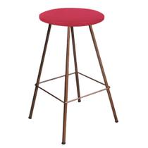 Banqueta Alta Loni Eiffel Industrial Bar Balcão Bistrô Ferro Bronze Tecido Sintético Vermelho - Ahazzo Móveis