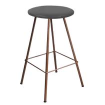 Banqueta Alta Loni Eiffel Industrial Cozinha Bar Balcão Bistrô Ferro Bronze Suede Cinza - Ahazzo Móveis