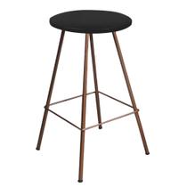 Banqueta Alta Loni Eiffel Industrial Cozinha Bar Balcão Bistrô Ferro Bronze Suede Preto - Ahz Móveis