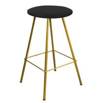 Banqueta Alta Loni Eiffel Industrial Cozinha Bar Balcão Bistrô Ferro Dourado material sintético Preto - Ahz Móveis