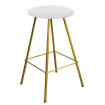 Banqueta Alta Loni Eiffel Industrial Cozinha Bar Balcão Bistrô Ferro Dourado Suede Branco - Ahazzo Móveis