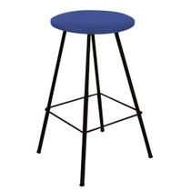 Banqueta Alta Loni Eiffel Industrial Cozinha Bar Balcão Bistrô Ferro Preto Suede Azul Marinho - Ahz Móveis