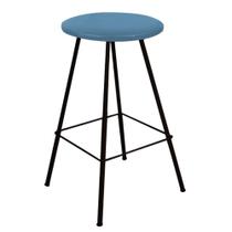 Banqueta Alta Loni Eiffel Industrial Cozinha Bar Balcão Bistrô Ferro Preto Suede Azul Turquesa - Ahz Móveis