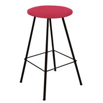 Banqueta Alta Loni Eiffel Industrial Cozinha Bar Balcão Bistrô Ferro Preto Suede Vermelho - Ahz Móveis