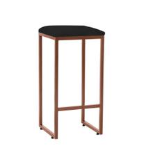 Banqueta Alta Lua Industrial Cozinha Bar Balcão Bistrô Ferro Bronze material sintético Preto - Ahazzo Móveis