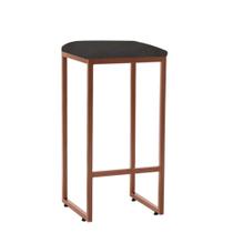 Banqueta Alta Lua Industrial Cozinha Bar Balcão Bistrô Ferro Bronze Suede Cinza - Ahazzo Móveis