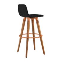 Banqueta Alta Luxo Versatil Aço Cobre Base Carvalho para Cozinha Bancada Gourmet - Preto Linho Banqueta Alta Luxo Versatil Aço Cobre Base Carvalho para Cozinha Bancada Gourmet - Preto Linho
