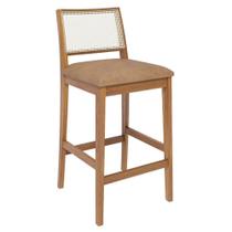 Banqueta Alta Marcela material sintético Madeira Maciça com Encosto Kaki Milani Movelaria Banqueta Alta Marcela material sintético Madeira Maciça com Encosto Kaki Milani Movelaria