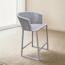 Banqueta Alta Para Balcão Em Alumínio E Corda Náutica