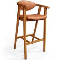 Banqueta Alta Para Cozinha Bancada Bar Sala de Jantar Fixa Cecília L02 material sintético Camel - Lyam Banqueta Alta Para Cozinha Bancada Bar Sala de Jantar Fixa Cecília L02 material sintético Camel - Lyam