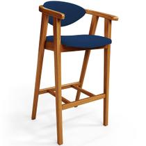 Banqueta Alta Para Cozinha Bancada Bar Sala de Jantar Fixa Cecília L02 Suede Azul Marinho - Lyam Banqueta Alta Para Cozinha Bancada Bar Sala de Jantar Fixa Cecília L02 Suede Azul Marinho - Lyam