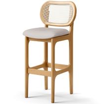Banqueta Alta Para Cozinha Bancada Sala Tela Betta Fixa L02 Linho Bege - Lyam
