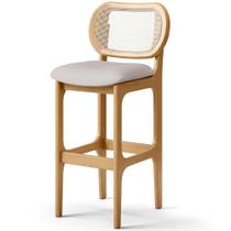 Banqueta Alta Para Cozinha Bancada Sala Tela Betta Fixa L02 Linho Bege - Lyam