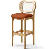 Banqueta Alta Para Cozinha Bancada Sala Tela Betta Fixa L02 Tecido Terracota - Lyam Banqueta Alta Para Cozinha Bancada Sala Tela Betta Fixa L02 Tecido Terracota - Lyam