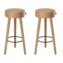 Banqueta Alta para Cozinha Base Madeira Kit 2 Dani Sintético PU Telha S02 - D'Rossi