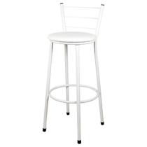 Banqueta Alta Para Cozinha Branca Epoxi Assento Branco Banqueta Alta Para Cozinha Branca Epoxi Assento Branco