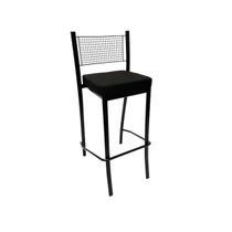 Banqueta alta para cozinha Empilhável preta assento em linho cor preto - Poltronas do Sul