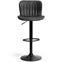 Banqueta Alta Para Cozinha Estofada Giratória Encosto Bar prime.office P050