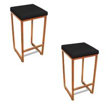Banqueta Alta Para Cozinha Industrial Kit 2 Nick Bronze E SintéticoPreto D03 - D'rossi