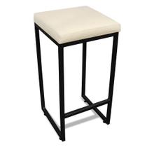 Banqueta Alta para Cozinha Industrial Nick Preto e Sintético Bege D03 - D'Rossi