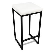 Banqueta Alta para Cozinha Industrial Nick Preto e Sintético Branco D03 - D'Rossi