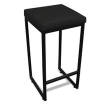 Banqueta Alta para Cozinha Industrial Nick Preto e Sintético Preto D03 - D'Rossi