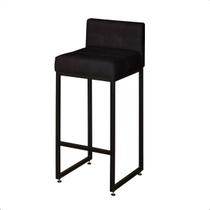 Banqueta Alta para Cozinha Laura material sintético Preto Base de Ferro Industrial