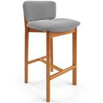 Banqueta Alta Para Cozinha Sala de Jantar Bar Dara L02 Bouclê Cinza - Lyam Decor