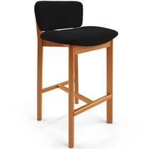 Banqueta Alta Para Cozinha Sala de Jantar Bar Dara L02 Bouclê Preto- Lyam Decor