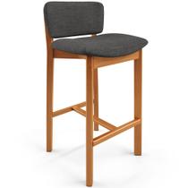 Banqueta Alta Para Cozinha Sala de Jantar Bar Dara L02 Linho Cinza Escuro - Lyam Decor Banqueta Alta Para Cozinha Sala de Jantar Bar Dara L02 Linho Cinza Escuro - Lyam Decor