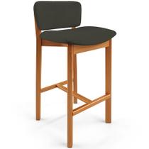 Banqueta Alta Para Cozinha Sala de Jantar Bar Dara L02 Linho Verde-Musgo - Lyam Decor