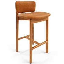 Banqueta Alta Para Cozinha Sala de Jantar Bar Dara L02 material sintético Canela - Lyam Decor