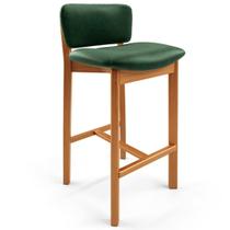 Banqueta Alta Para Cozinha Sala de Jantar Bar Dara L02 material sintético Verde Musgo - Lyam Decor