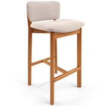 Banqueta Alta Para Cozinha Sala de Jantar Bar Dara L02 Suede Bege - Lyam Decor