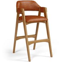 Banqueta Alta Para Cozinha Sala de Jantar Bar Suran L02 material sintético Camel - Lyam Decor