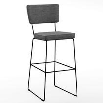 Banqueta Alta Para Cozinha Sala De Jantar Base Aço Fixa Allana L02 Linho Cinza Escuro - Lyam Decor Banqueta Alta Para Cozinha Sala De Jantar Base Aço Fixa Allana L02 Linho Cinza Escuro - Lyam Decor