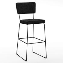Banqueta Alta Para Cozinha Sala De Jantar Base em Aço Fixa Allana L02 Linho Chumbo - Lyam Decor Banqueta Alta Para Cozinha Sala De Jantar Base em Aço Fixa Allana L02 Linho Chumbo - Lyam Decor