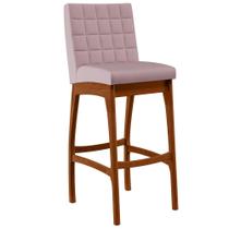 Banqueta Alta Para Cozinha Sala de Jantar Fixa Mila B04 Suede Rosê - Lyam Decor Banqueta Alta Para Cozinha Sala de Jantar Fixa Mila B04 Suede Rosê - Lyam Decor
