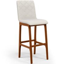 Banqueta Alta Para Cozinha Sala de Jantar Fixa Zoe B04 Linho Champagne - Lyam Decor