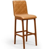 Banqueta Alta Para Cozinha Sala de Jantar Fixa Zoe B04 Sintético Whisky - Lyam Decor