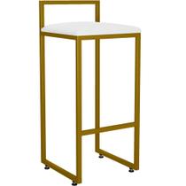 Banqueta Alta Para Cozinha Sala De Jantar Hanna L02 Dourado Corano Branco - Lyam Decor