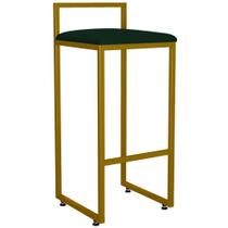 Banqueta Alta Para Cozinha Sala De Jantar Hanna L02 Dourado Suede Verde Musgo - Lyam Decor