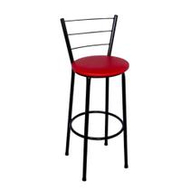 Banqueta Alta Preta com Assento Vermelho