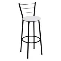 Banqueta Alta Preta com Encosto Assento Branco Jaddi