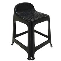 Banqueta Alta Preta Reforçada Com Encosto Em Plástico 1 Und