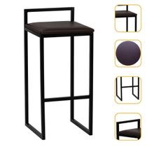 Banqueta Alta Quadrada Para Cozinha Espaço Gourmet Bar Balcão Bancada Ilha Industrial Itagold