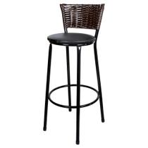 Banqueta Alta Ratan Hawai Preta Café