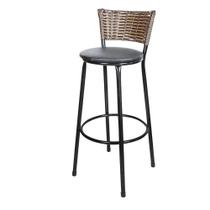 Banqueta Alta Ratan Hawai Preta Cappuccino