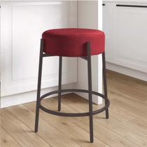 Banqueta Alta Sintra 65cm Redonda Ferro Marrom material sintético Vermelho - Ahazzo Móveis